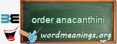 WordMeaning blackboard for order anacanthini